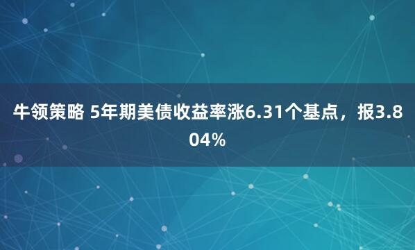 牛领策略 5年期美债收益率涨6.31个基点，报3.804%