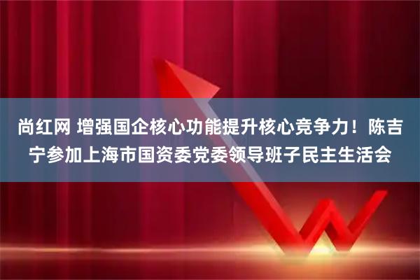尚红网 增强国企核心功能提升核心竞争力！陈吉宁参加上海市国资委党委领导班子民主生活会