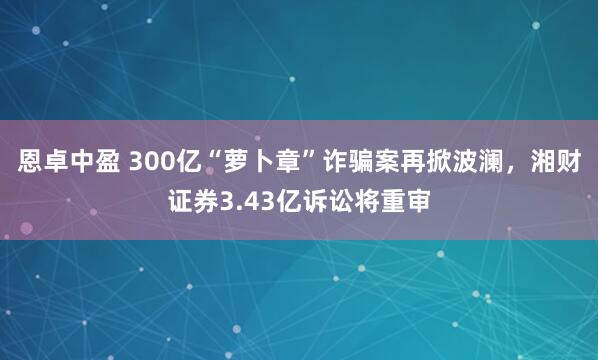 恩卓中盈 300亿“萝卜章”诈骗案再掀波澜，湘财证券3.43亿诉讼将重审